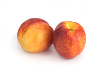 Nectarines on a white background