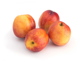 Nectarines on a white background