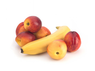 Fototapeta na wymiar Fruit nectarine and banana isolated on white background