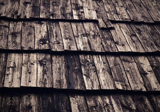 Retro Weathered Wooden Shingle Roof