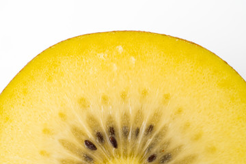 Close up of kiwi slice isolated over white background	
