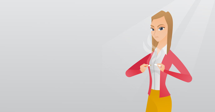 Young woman quitting smoking vector illustration.