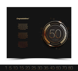 Anniversary 5th, 10th, 15th, 20th, 25th, 30th, 40th, 50th, 60th invitation/congratulation card. Vector illustration.