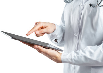 doctor using digital tablet