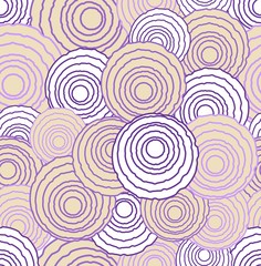 Fototapeta na wymiar Abstract uneven circle elements in optical art style, seamless futuristic low contrasting background in pink and purple colors,