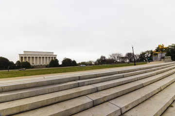 Artistic vista from the Watergate Steps looking towards the western facade of the historic Lincoln...