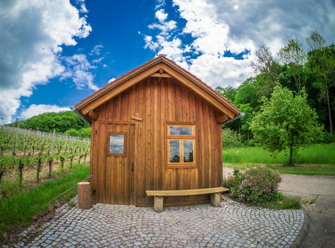 Wooden hut in the german vineyards