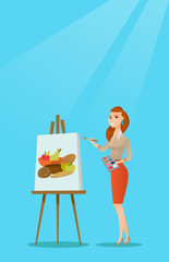 Creative female artist painting portrait.