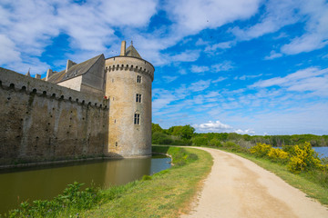 Fototapeta na wymiar Walking trips around the medieval castle Suscinio, Morbihan, Brittany, Europe