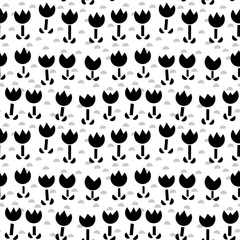 Cute flowers background. Seamless pattern.Vector. かわいい花のパターン