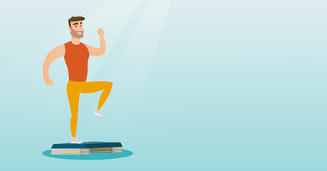 Man exercising on steeper vector illustration.