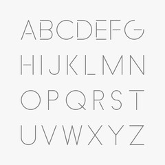 Thin minimalistic font. Vector english alphabet.