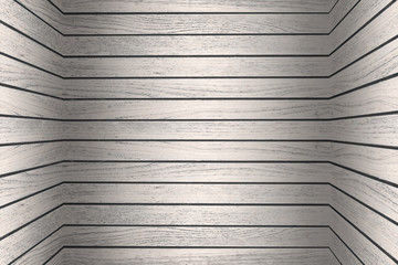 Perspective white painted old wooden room background.
