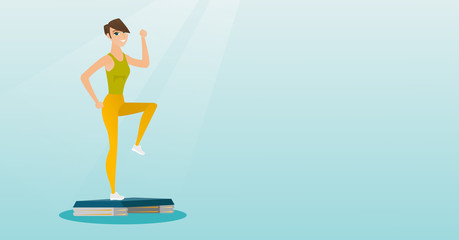 Fototapeta premium Woman exercising on steeper vector illustration.