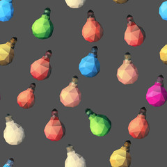 low poly light bulb. Seamless pattern