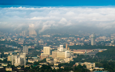 Fog over Hat Yai City Thailand