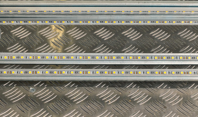 led strip lights on metal plate