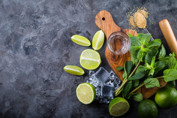 Mojito cocktail and ingredients