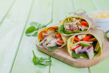 Tortilla wrap with chicken and vegetables