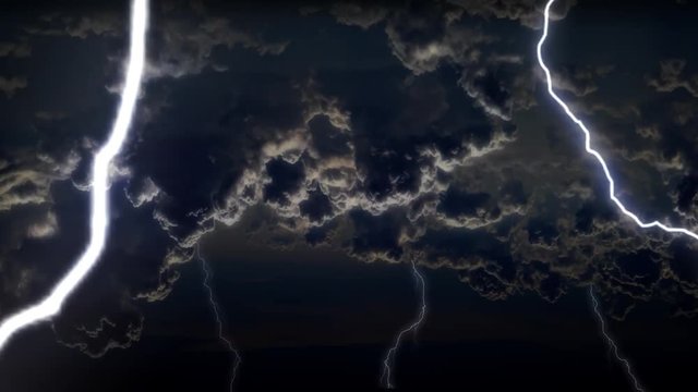 4K of Spectacular sky with thunderstorms and lightnings in the night storm clouds. Powerful and several lightning strikes with flashes and lights in thunderstorm. Background of Electrical Storm-Dan