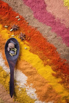 Traditionelle indische und persische Gew&uuml;rze als close-up