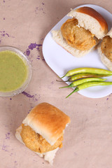 Indian special traditional fried food vada pav