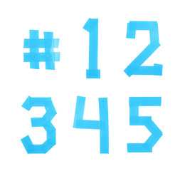 Set of numbers made of insulating tape