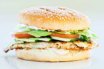 burger with steak closeup