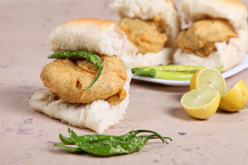 Indian special traditional fried food vada pav