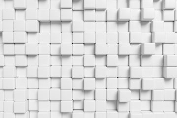 Abstract white cubes wall 3d background