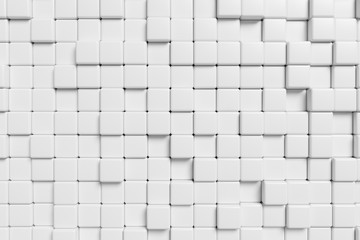 Abstract white cubes 3d background.