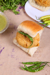 Indian special traditional fried food vada pav