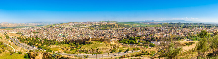 Fototapeta na wymiar Panoramic view at the Old Medina of Fez - Morocco