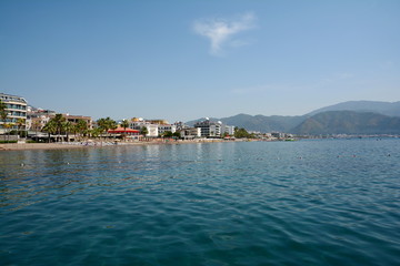 Fototapeta na wymiar View from the sea in Marmaris, Turkey