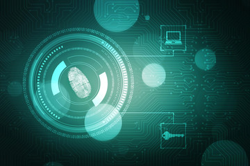 Obraz premium Security concept: fingerprint on digital screen