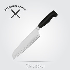 Realistic kitchen knife. Vector illustration isolated on light background