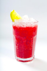 Mojito strawberry cocktail. closeup isolated on white background.