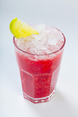Mojito strawberry cocktail. closeup isolated on white background.