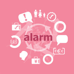 Text Alarm. Security concept . Icons set. Flat pictogram. Sign and symbols for business, finance, shopping, communication, education