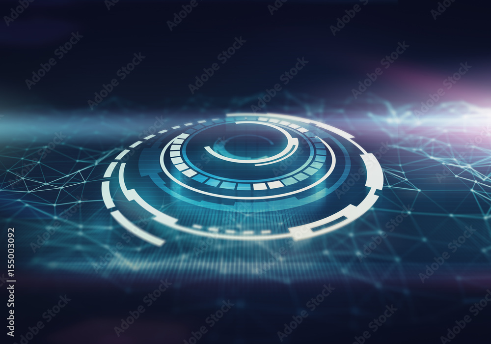 Poster space round interface with abstract low poly background