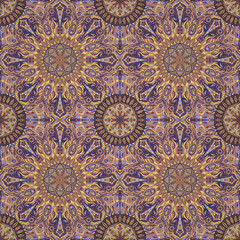 Ornate floral seamless texture, endless pattern with vintage mandala elements.