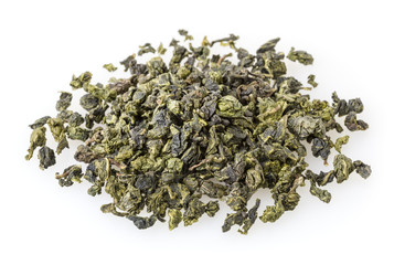 Green oolong tea isolated on white background