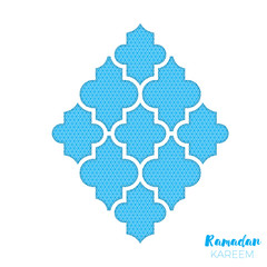 Fototapeta premium arabesque Mosque Window Ramadan Kareem Greeting card with arabic pattern. Holy month of muslim. Crescent Moon. Symbol of Islam. Applique Design Vector illustration.