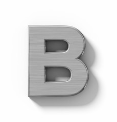 letter B 3D metal isolated on white with shadow - orthogonal projection