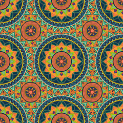 Ornate floral seamless texture, endless pattern with vintage mandala elements.