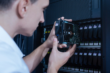 Modern hard drive being used for data storage