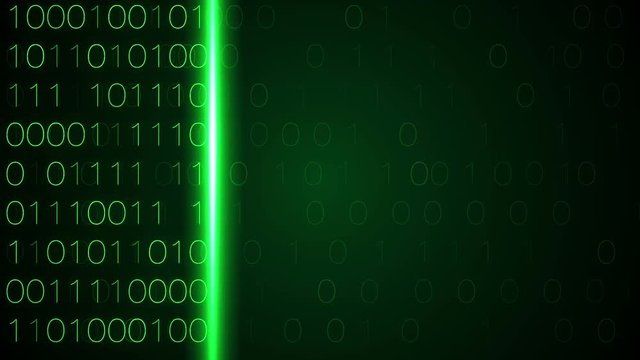 digital binary data scan loop background green interface
