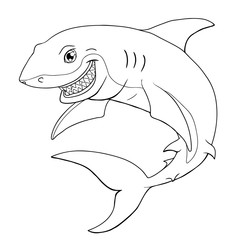 Smiling shark a black contour on white