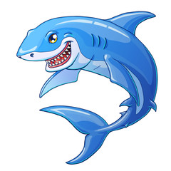 Obraz premium Smiling shark on a white background