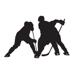 Fototapeta premium Ice hockey face off, vector silhouette